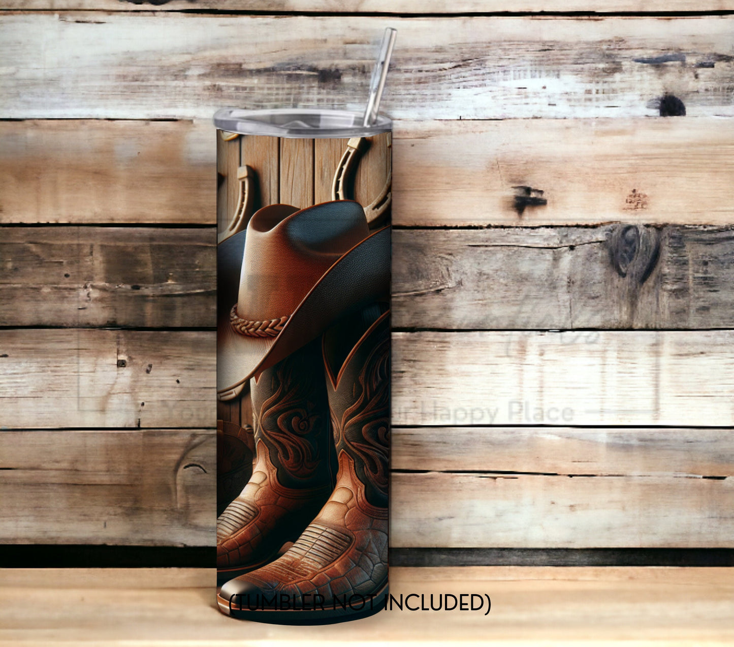 Cowboy Hat and Boots 20 oz Skinny Tumbler Sublimation Design - PNG Instant - DIGITAL DOWNLOAD