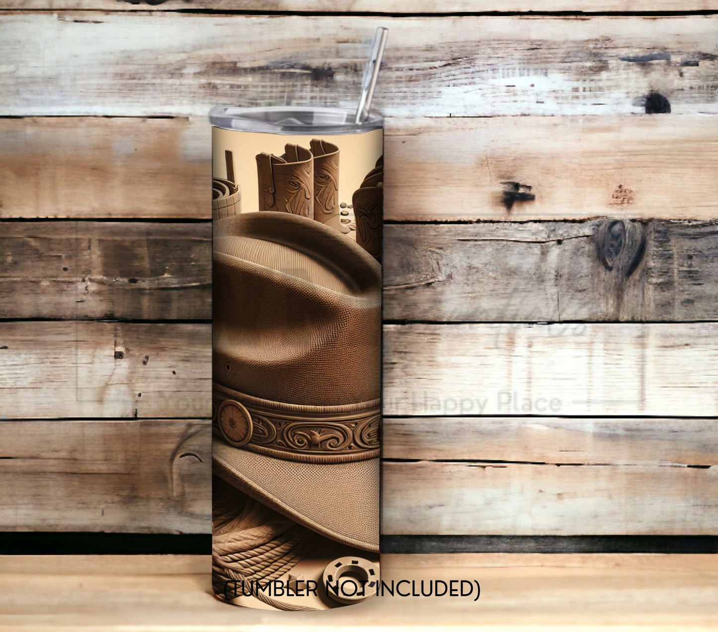 Cowboy Hat and Boots 20 oz Skinny Tumbler Sublimation Design - PNG Instant - DIGITAL DOWNLOAD