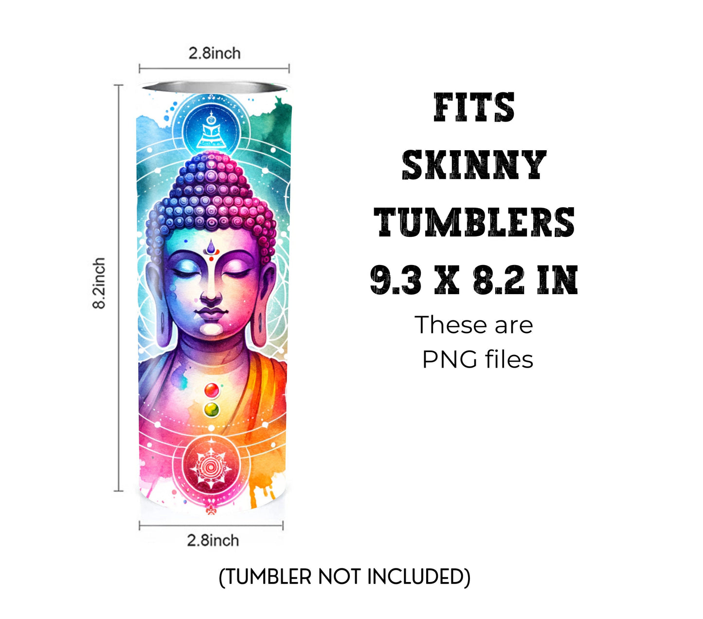 Colorful Buddha 20 oz Skinny Tumbler Sublimation Design - PNG Instant - DIGITAL DOWNLOAD
