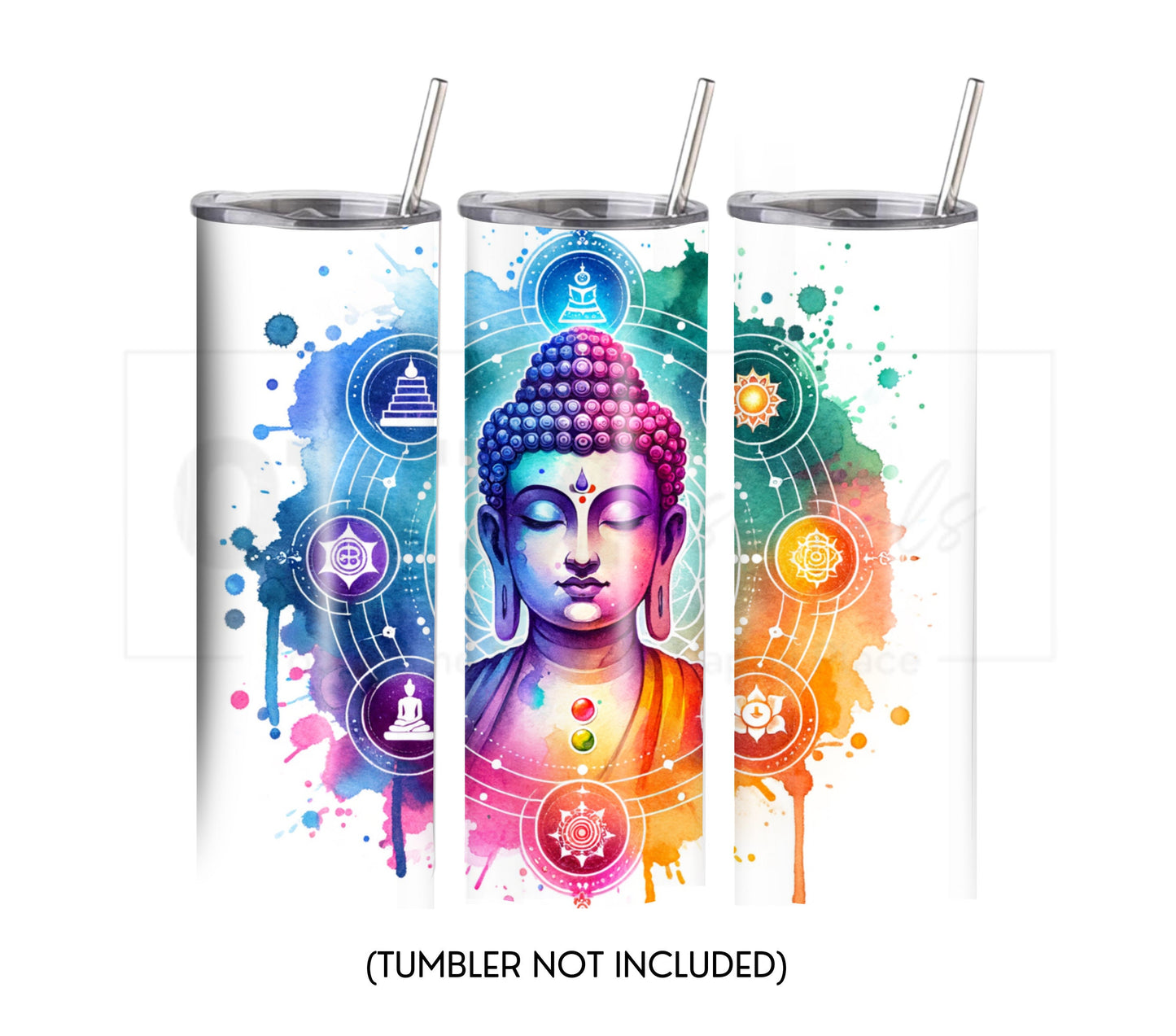 Colorful Buddha 20 oz Skinny Tumbler Sublimation Design - PNG Instant - DIGITAL DOWNLOAD