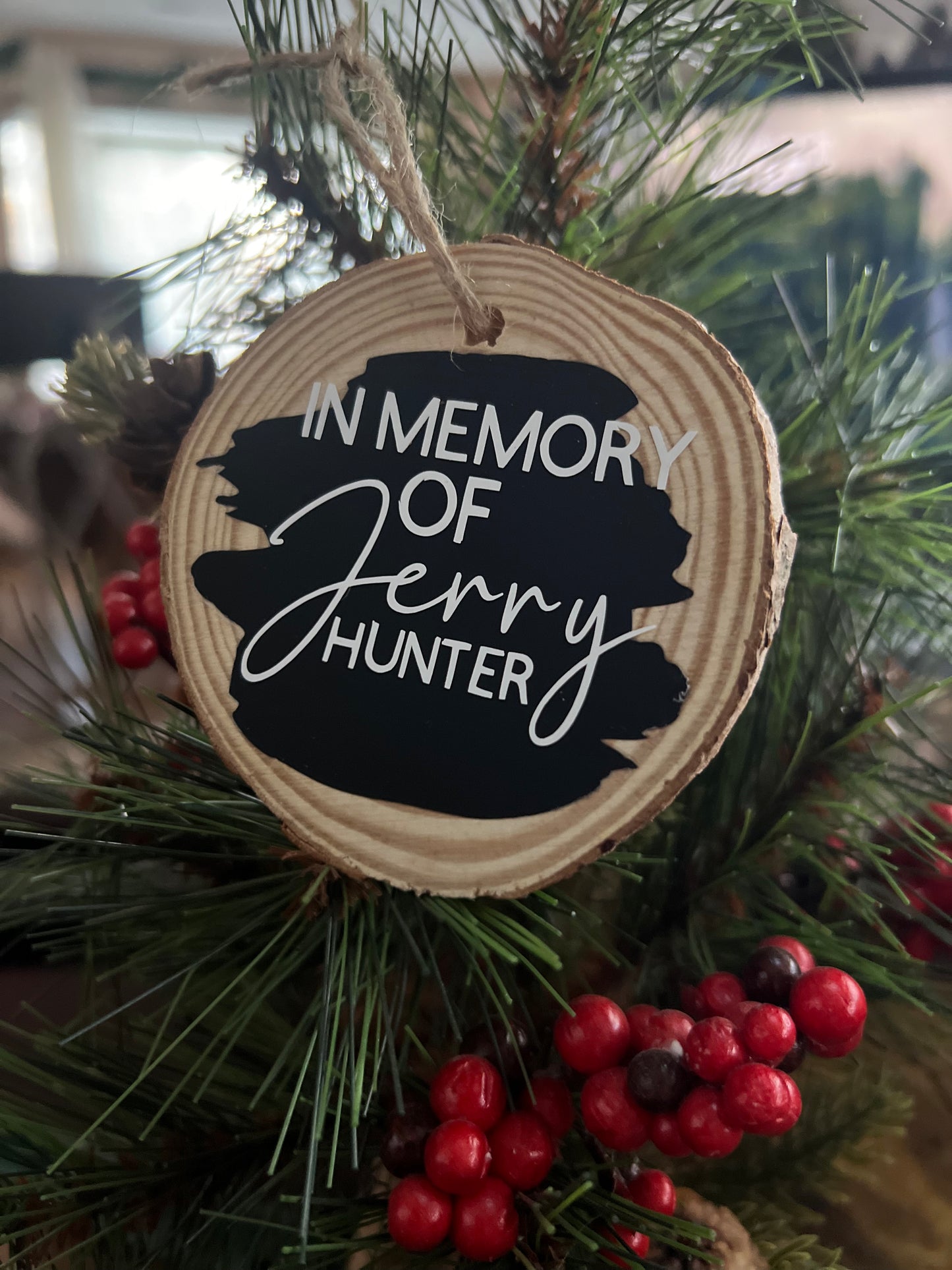 “In Memory of” Wooden Vinyl Ornaments