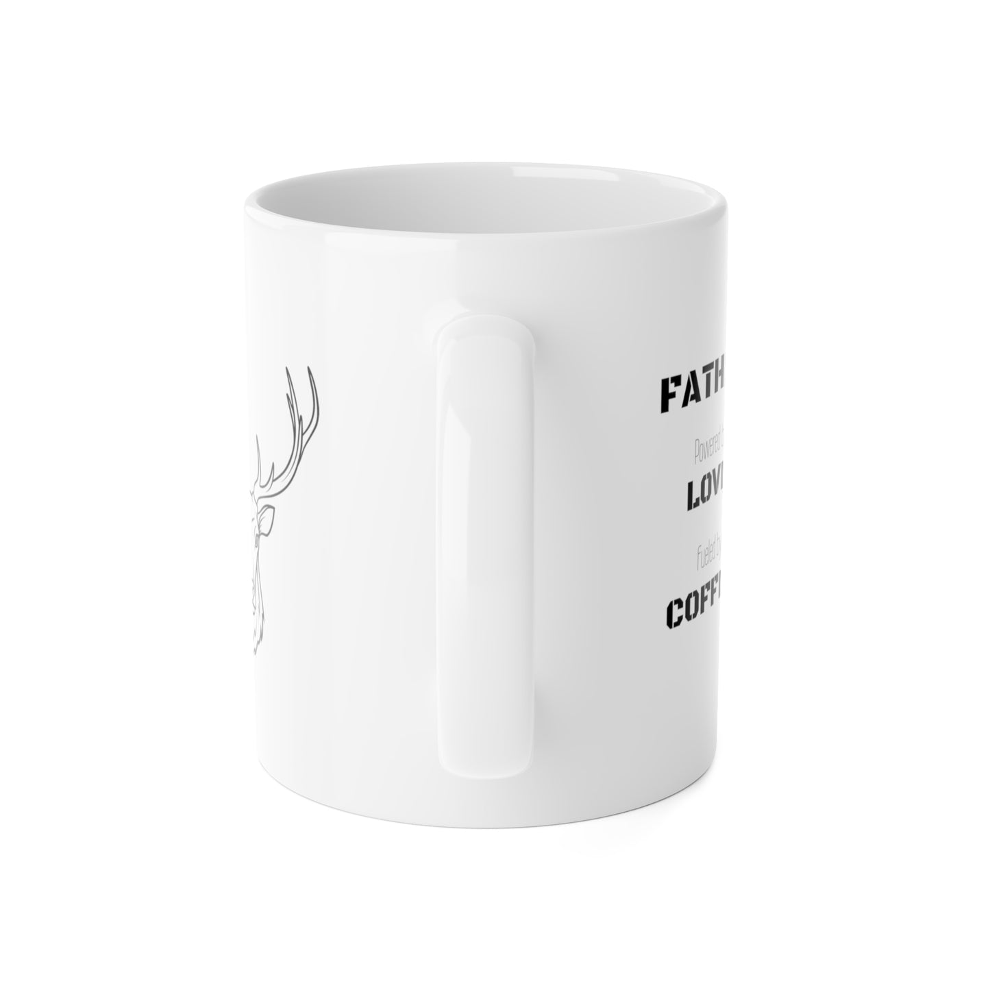Fatherhood: Powered by Love Fueled by Coffee - Deer White Ceramic Mug, 11oz