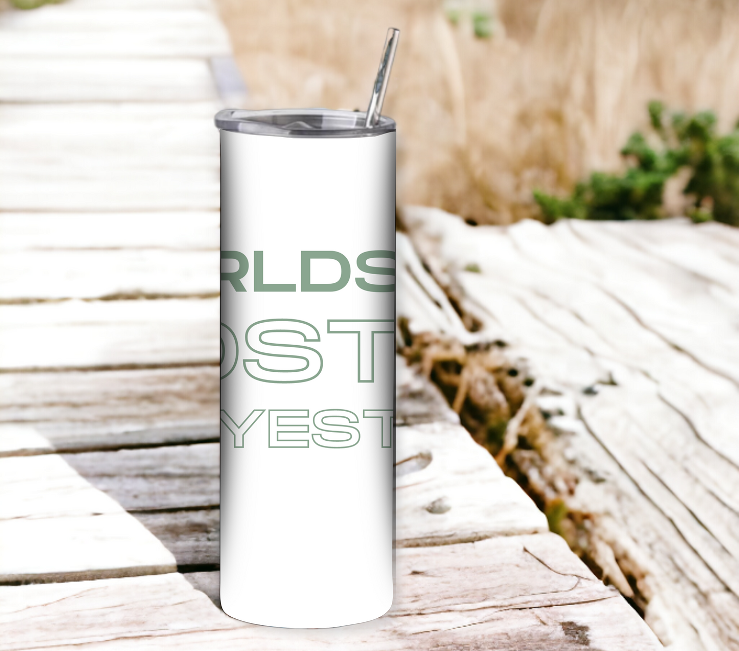 World Most OKAYEST Mom - Mother's Day 20 oz Skinny Tumbler with Straw - Stainless Steel, Eco-Friendly, Reusable Metal Straw - Lid Drink Drinkware Water Bottles
