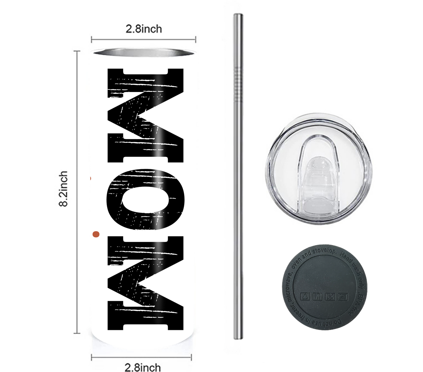Wine Mom Don't Judge - Mother's Day 20 oz Skinny Tumbler with Straw - Stainless Steel, Eco-Friendly, Reusable Metal Straw - Lid Drink Drinkware Water Bottles