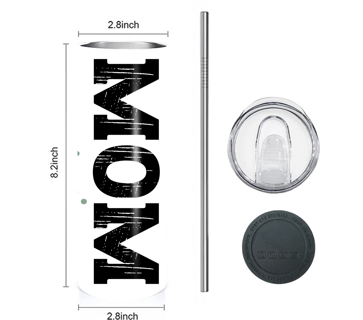 Wine Mom Don't Judge - Mother's Day 20 oz Skinny Tumbler with Straw - Stainless Steel, Eco-Friendly, Reusable Metal Straw - Lid Drink Drinkware Water Bottles