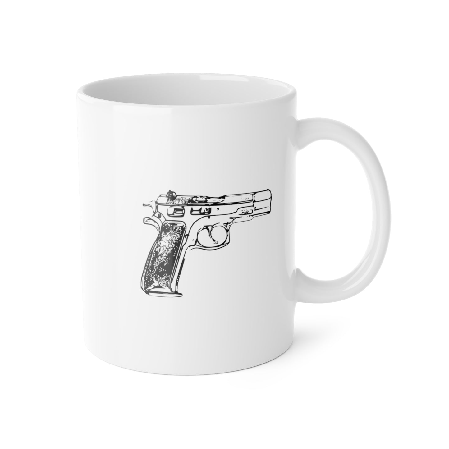 Fatherhood-Powered by Love Fueled by Coffee - Gun White Ceramic Mug, 11oz