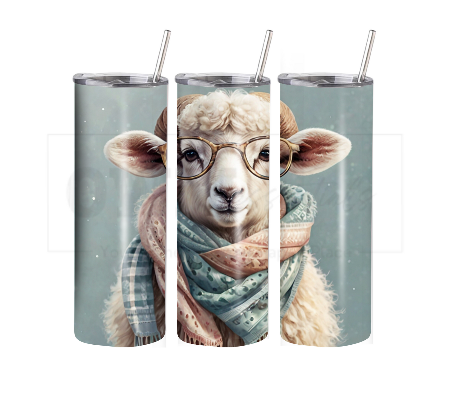 Alpaca 20 oz Skinny Tumbler with Straw - Stainless Steel, Eco-Friendly, Reusable Metal Straw - Lid Drink Drinkware Water Bottles