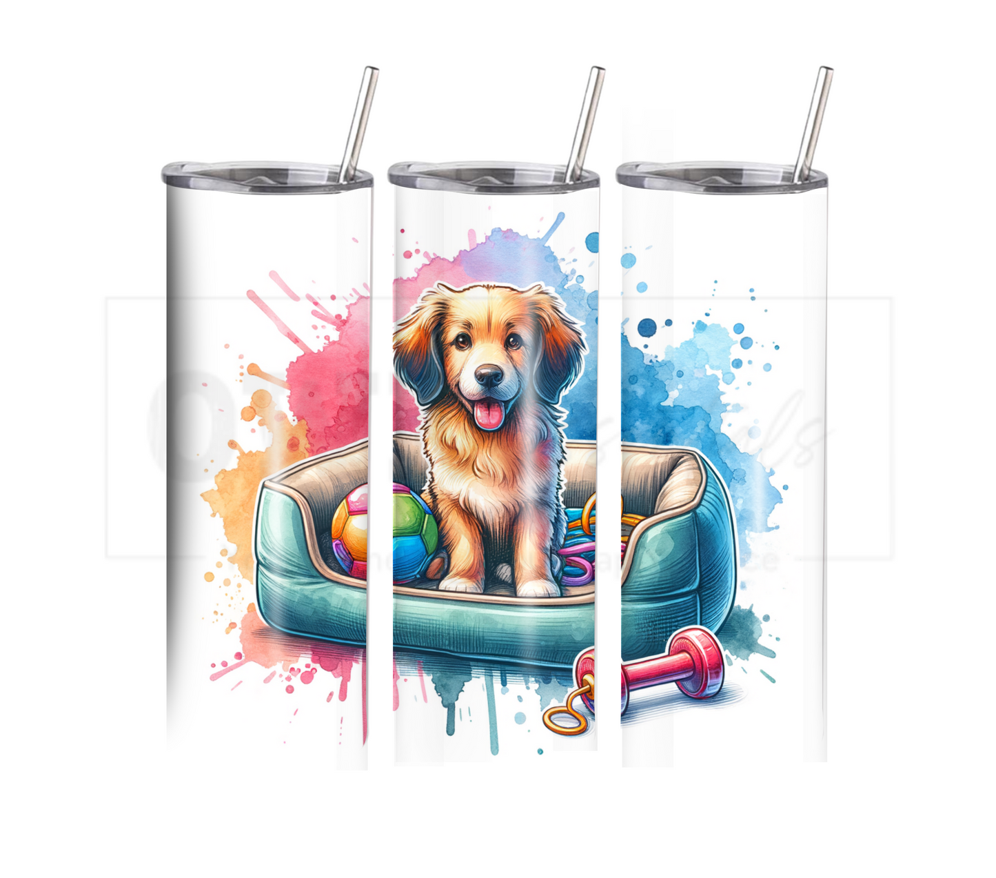 Dog Lover 20 oz Skinny Tumbler with Straw - Stainless Steel, Eco-Friendly, Reusable Metal Straw - Lid Drink Drinkware Water Bottles