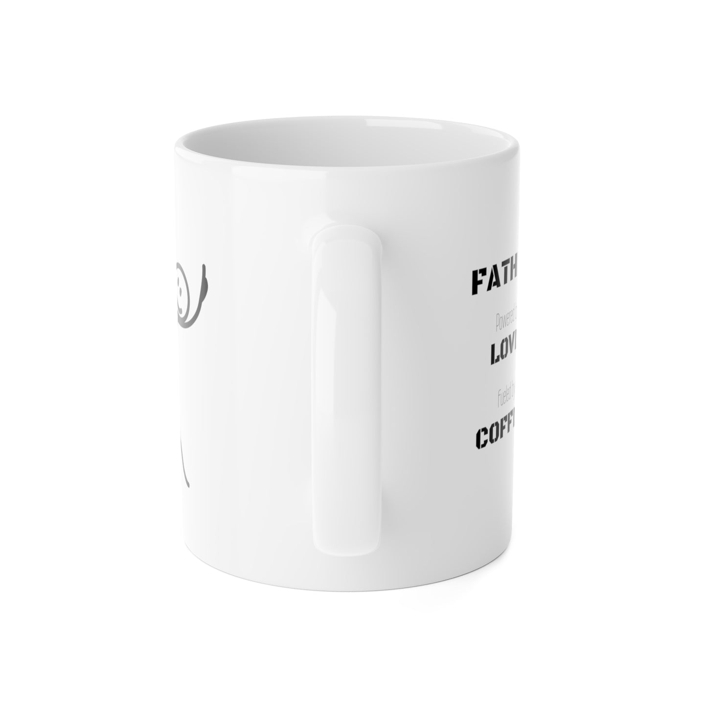 Fatherhood-Powered by Love Fueled by Coffee - Stick Figure White Ceramic Mug, 11oz