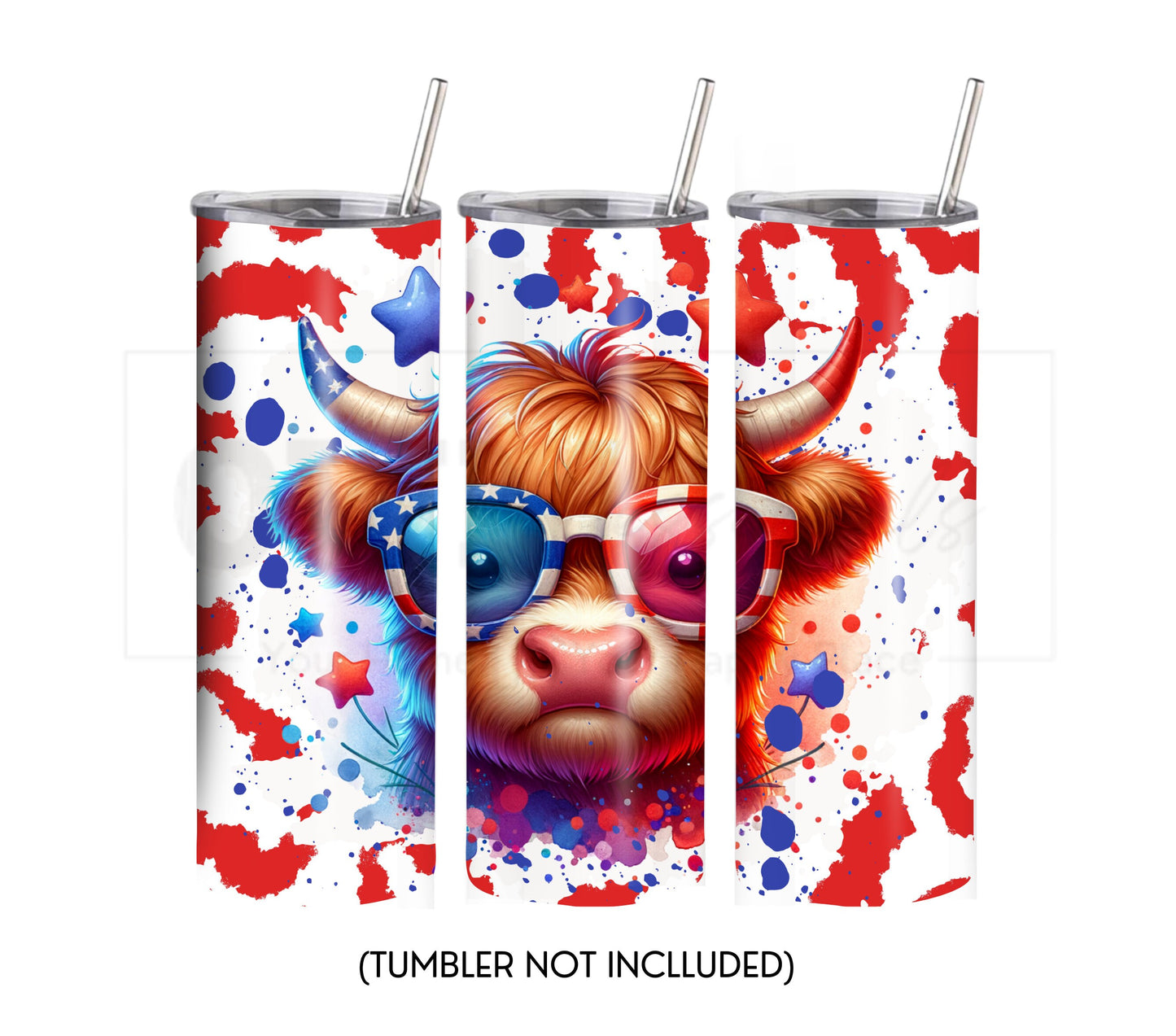Highland Cow 20 oz Skinny Tumbler Sublimation Design - PNG Instant #1 - DIGITAL DOWNLOAD