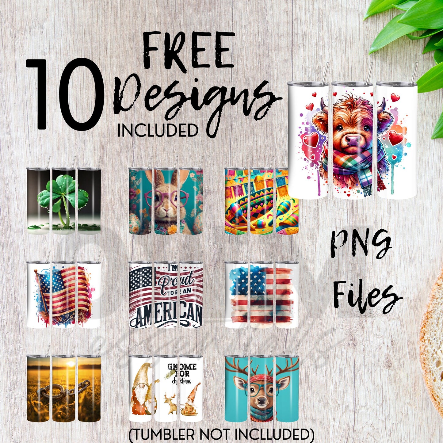 Highland Cow 20 oz Skinny Tumbler Sublimation Design - PNG Instant #1 - DIGITAL DOWNLOAD