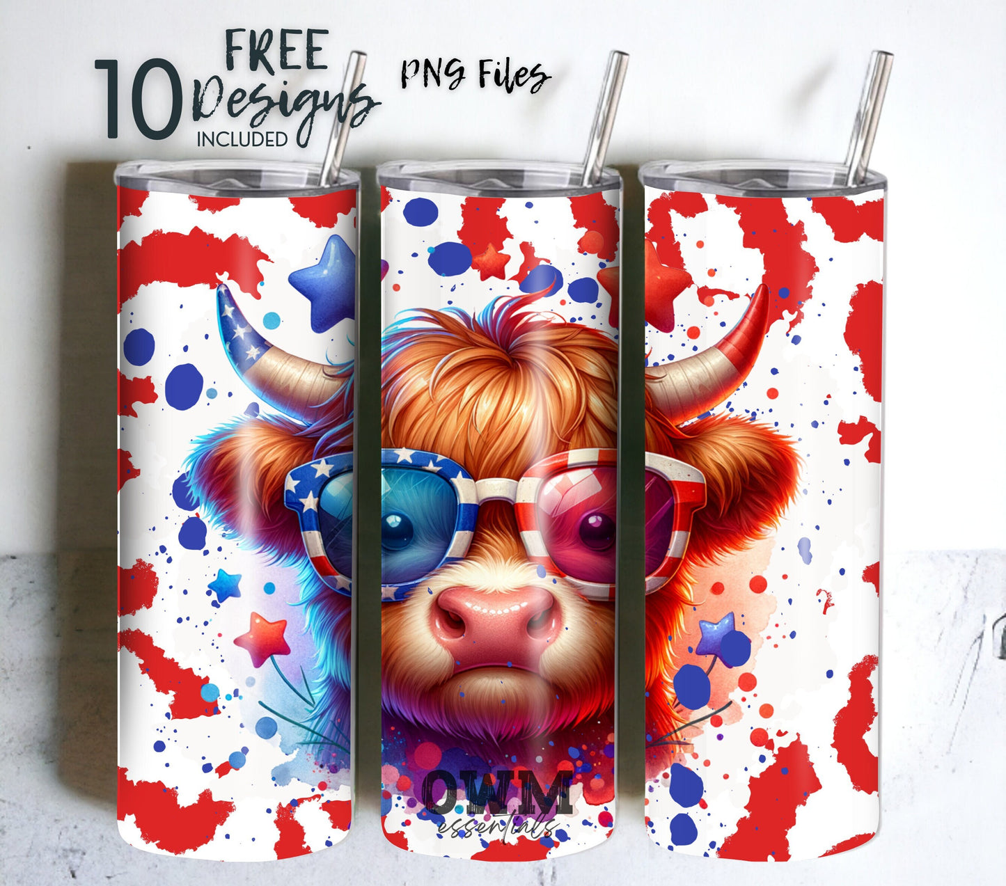 Highland Cow 20 oz Skinny Tumbler Sublimation Design - PNG Instant #1 - DIGITAL DOWNLOAD