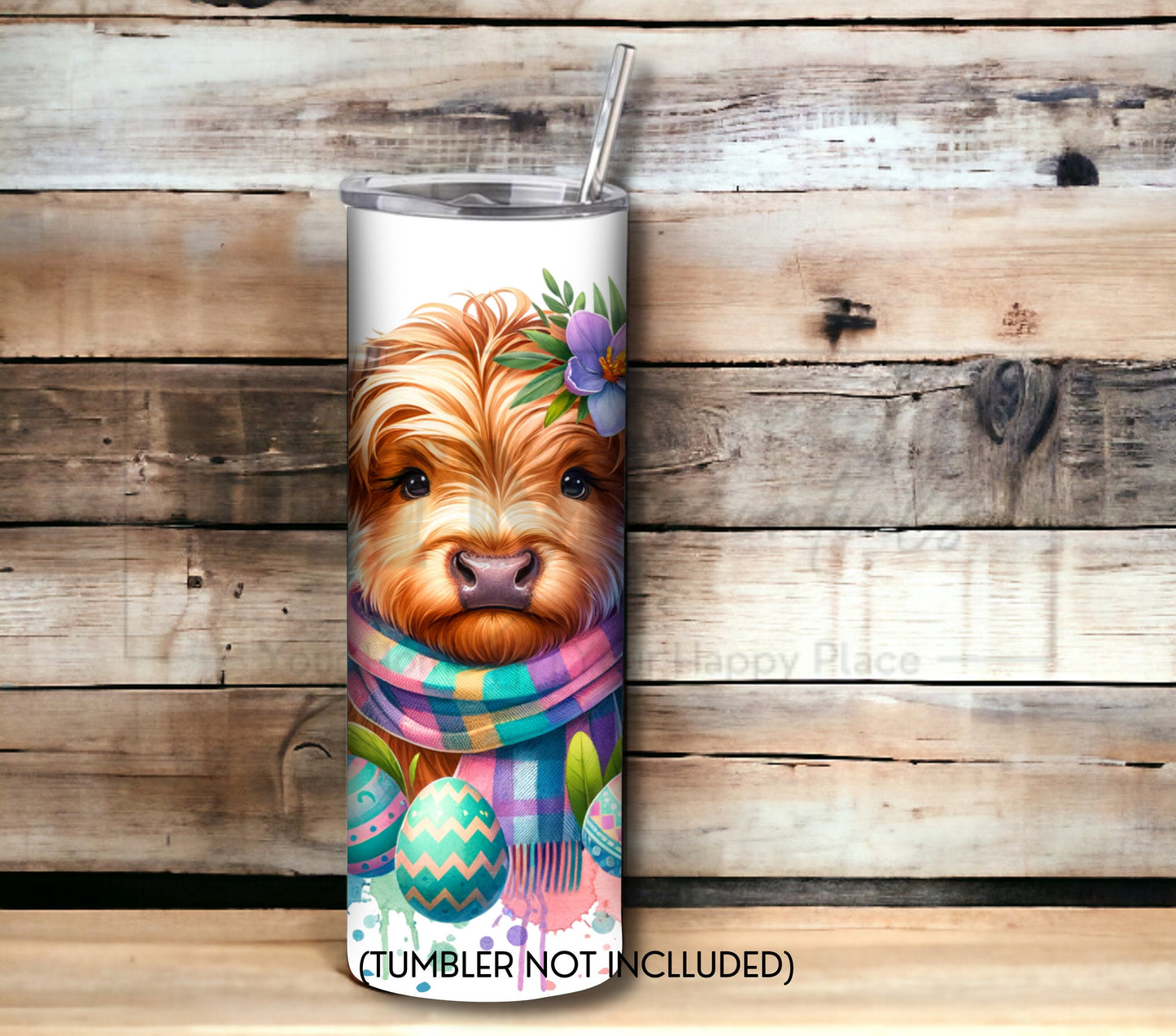 Highland Cow Easter 20 oz Skinny Tumbler Sublimation Design - PNG Instant  - DIGITAL DOWNLOAD
