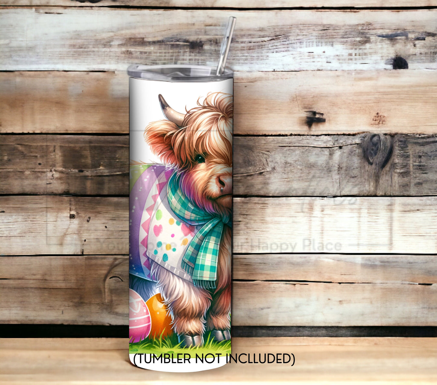 Highland Cow Easter 20 oz Skinny Tumbler Sublimation Design - PNG Instant  - DIGITAL DOWNLOAD