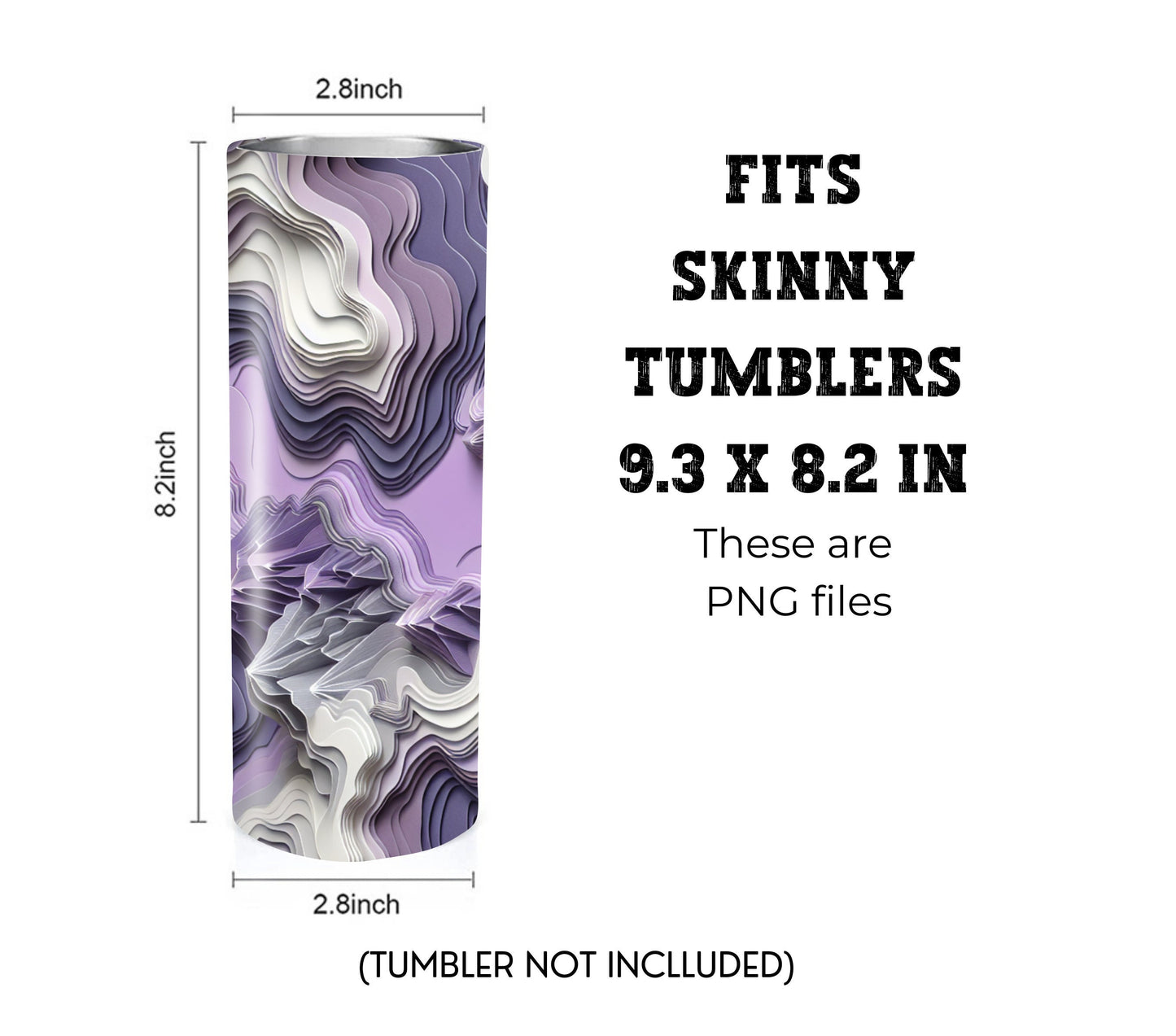 Purple Paper Art Style 20 oz Skinny Tumbler Sublimation Design - PNG Instant  - DIGITAL DOWNLOAD
