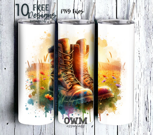 Memorial/Veterans Day 20 oz Skinny Tumbler Sublimation Design - PNG Instant  - DIGITAL DOWNLOAD