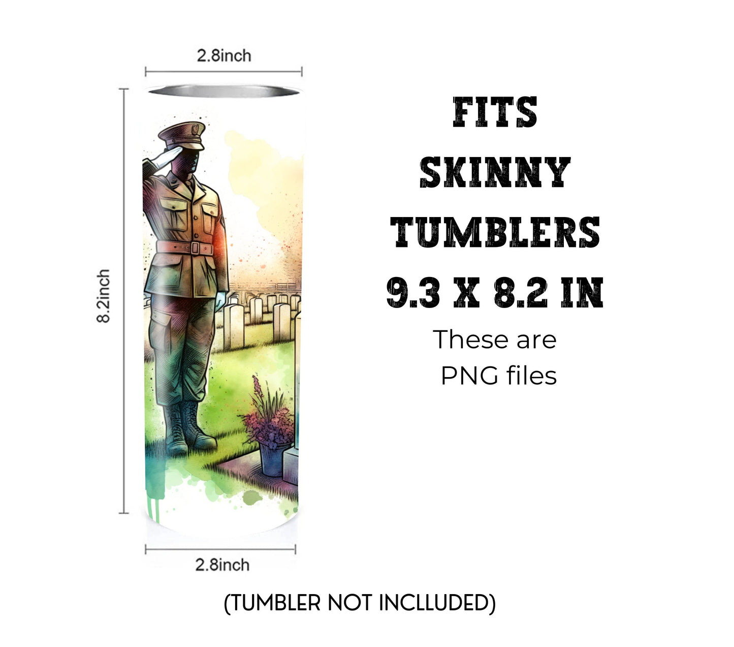 Memorial/Veterans Day 20 oz Skinny Tumbler Sublimation Design - PNG Instant  - DIGITAL DOWNLOAD