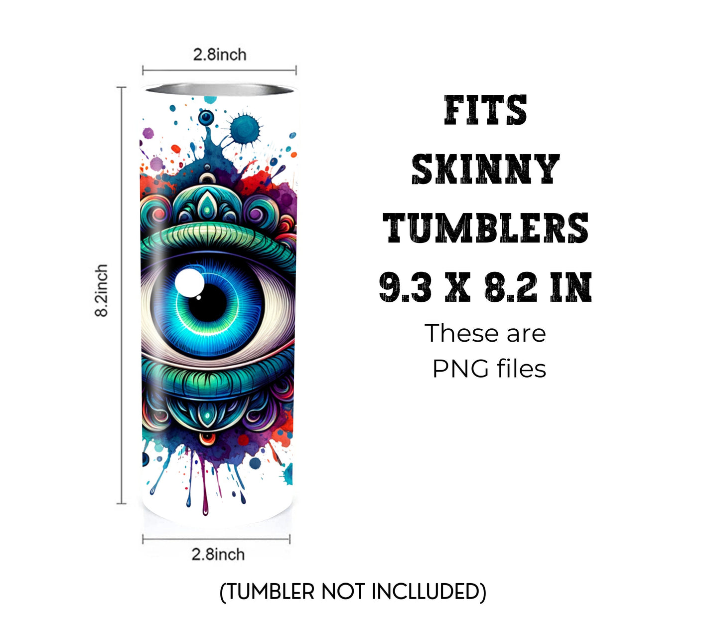Third Eye 20 oz Skinny Tumbler Sublimation Design - PNG Instant  - DIGITAL DOWNLOAD