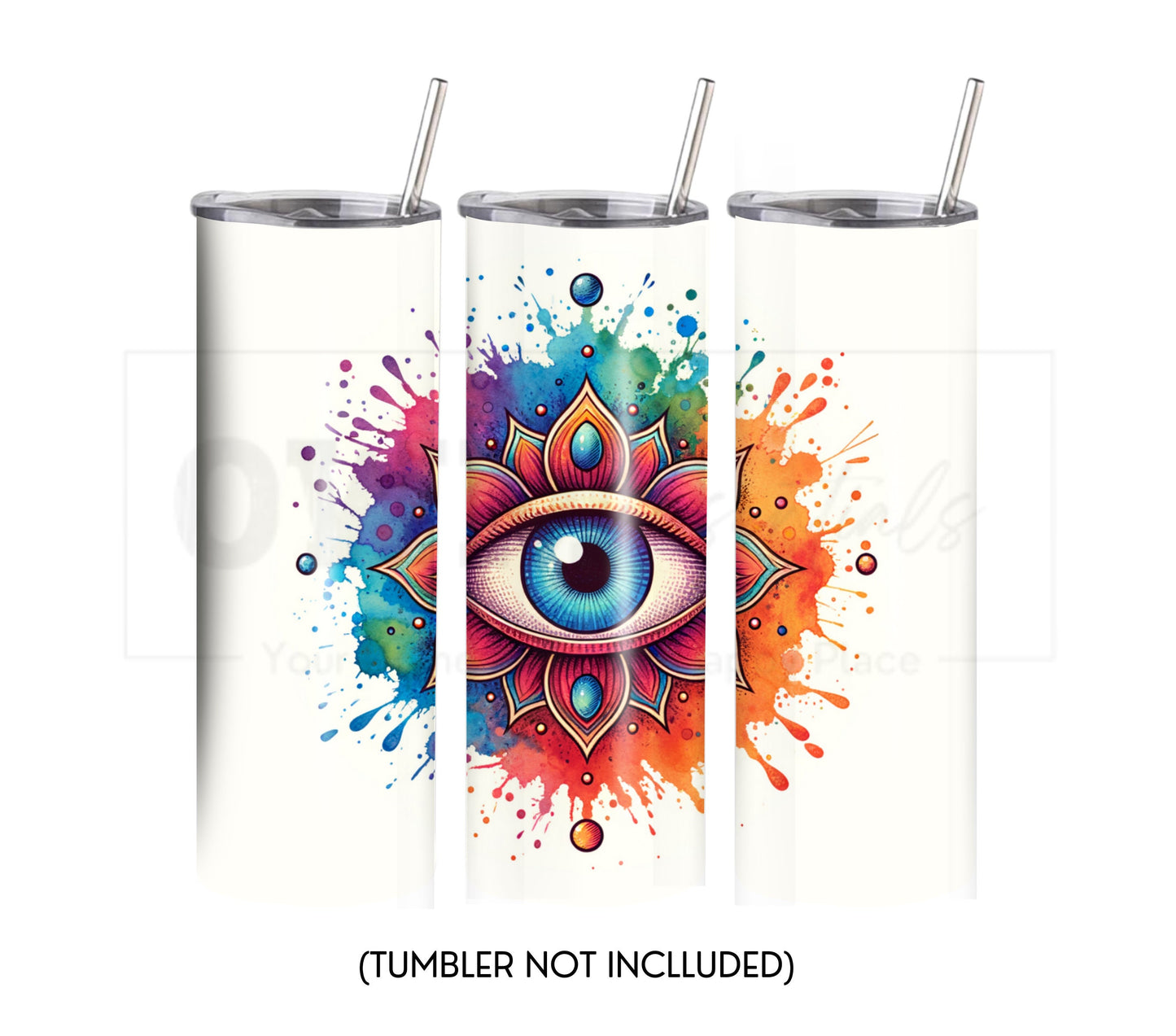Third Eye 20 oz Skinny Tumbler Sublimation Design - PNG Instant  - DIGITAL DOWNLOAD
