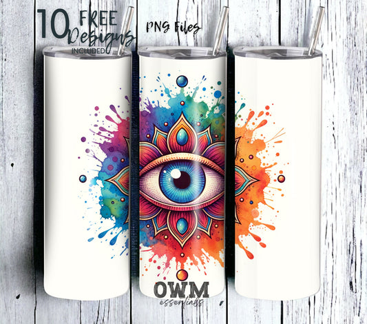 Third Eye 20 oz Skinny Tumbler Sublimation Design - PNG Instant  - DIGITAL DOWNLOAD