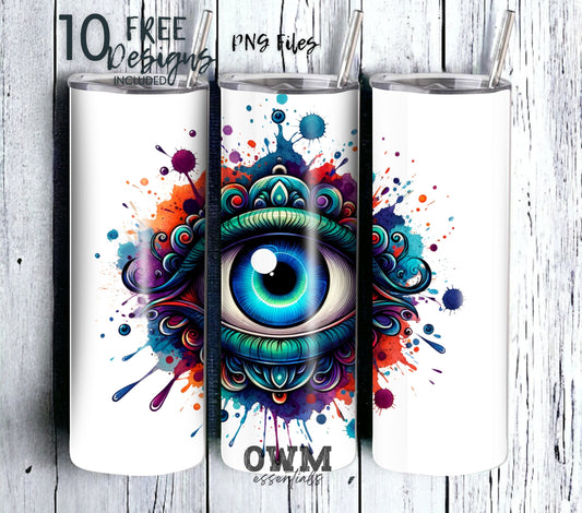 Third Eye 20 oz Skinny Tumbler Sublimation Design - PNG Instant  - DIGITAL DOWNLOAD