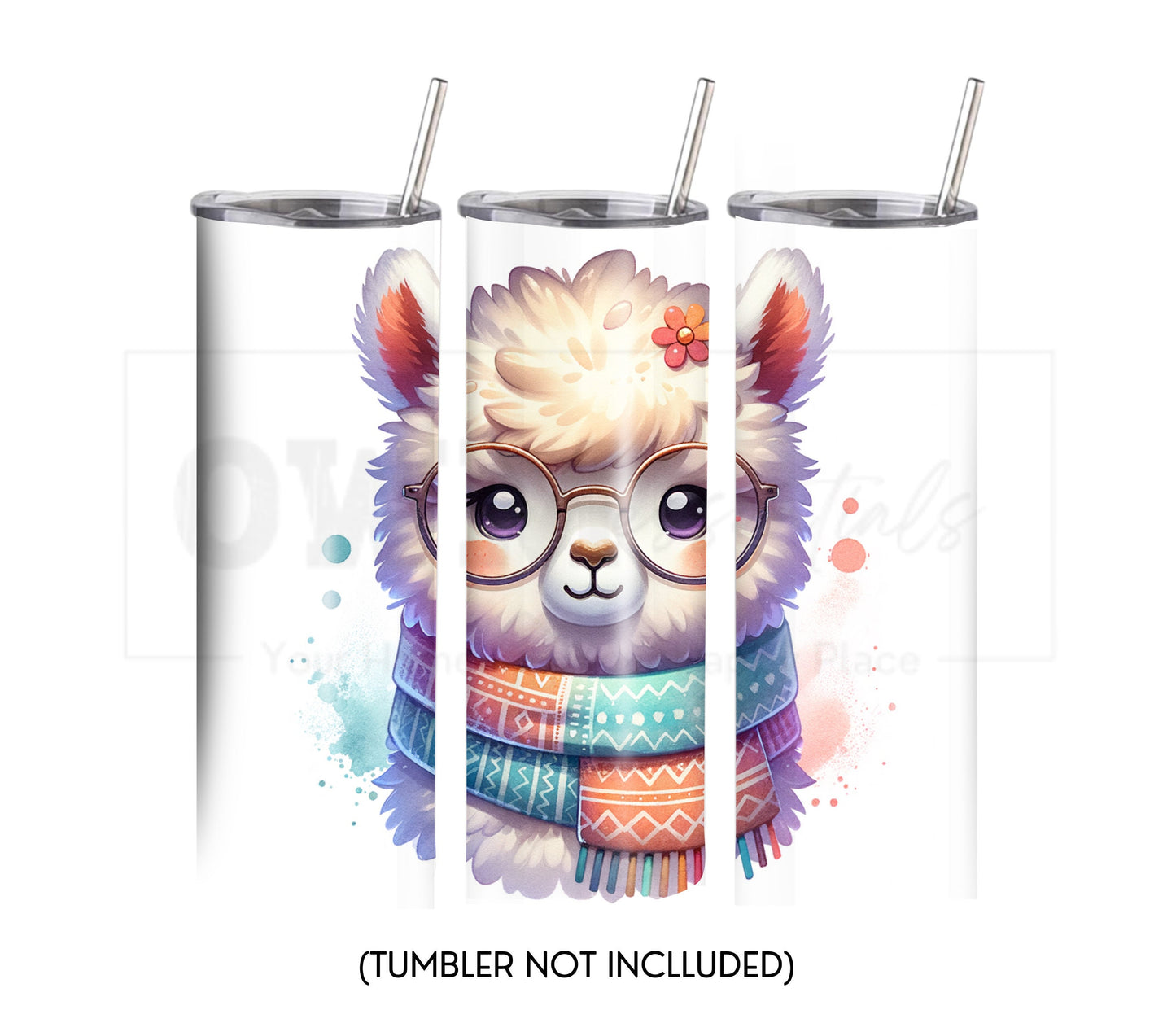 Alpaca 20 oz Skinny Tumbler Sublimation Design - PNG Instant  - DIGITAL DOWNLOAD