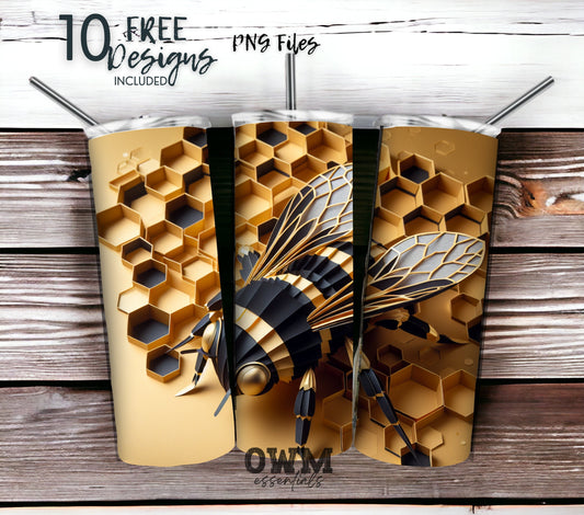 Bumble Bee Spring 20 oz Skinny Tumbler Sublimation Design - PNG Instant  - DIGITAL DOWNLOAD