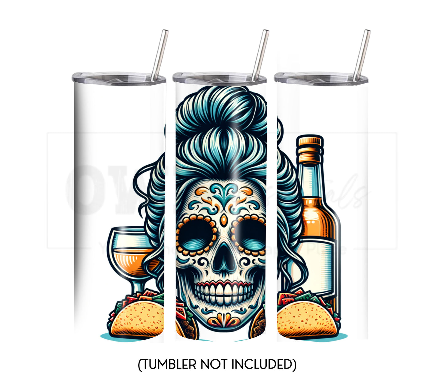 Tacos and Tequila Cinco De Mayo 20 oz Skinny Tumbler Sublimation Design - PNG Instant  - DIGITAL DOWNLOAD