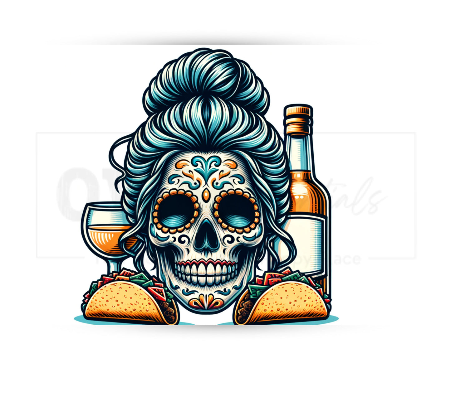 Tacos and Tequila Cinco De Mayo 20 oz Skinny Tumbler Sublimation Design - PNG Instant  - DIGITAL DOWNLOAD