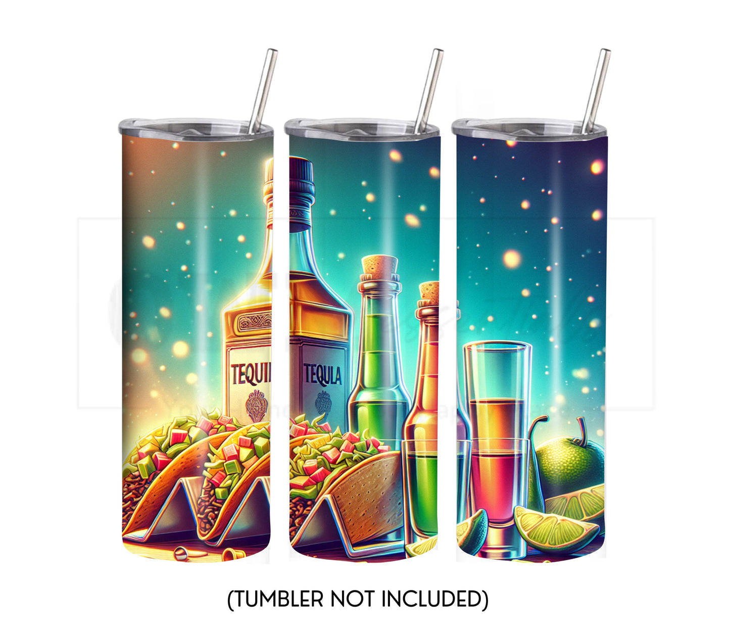 Tacos and Tequila Cinco De Mayo 20 oz Skinny Tumbler Sublimation Design - PNG Instant  - DIGITAL DOWNLOAD
