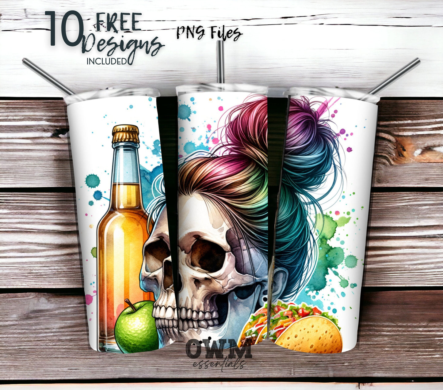 Tacos and Tequila Cinco De Mayo 20 oz Skinny Tumbler Sublimation Design - PNG Instant  - DIGITAL DOWNLOAD