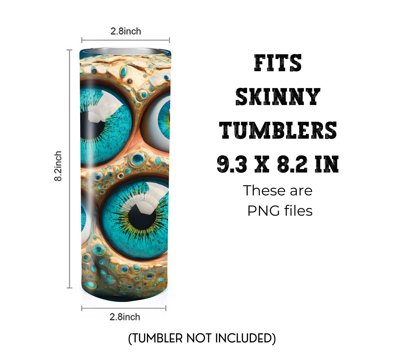 Cyber Sci-Fi Eyeballs 20 oz Skinny Tumbler Sublimation Design - PNG Instant  - DIGITAL DOWNLOAD