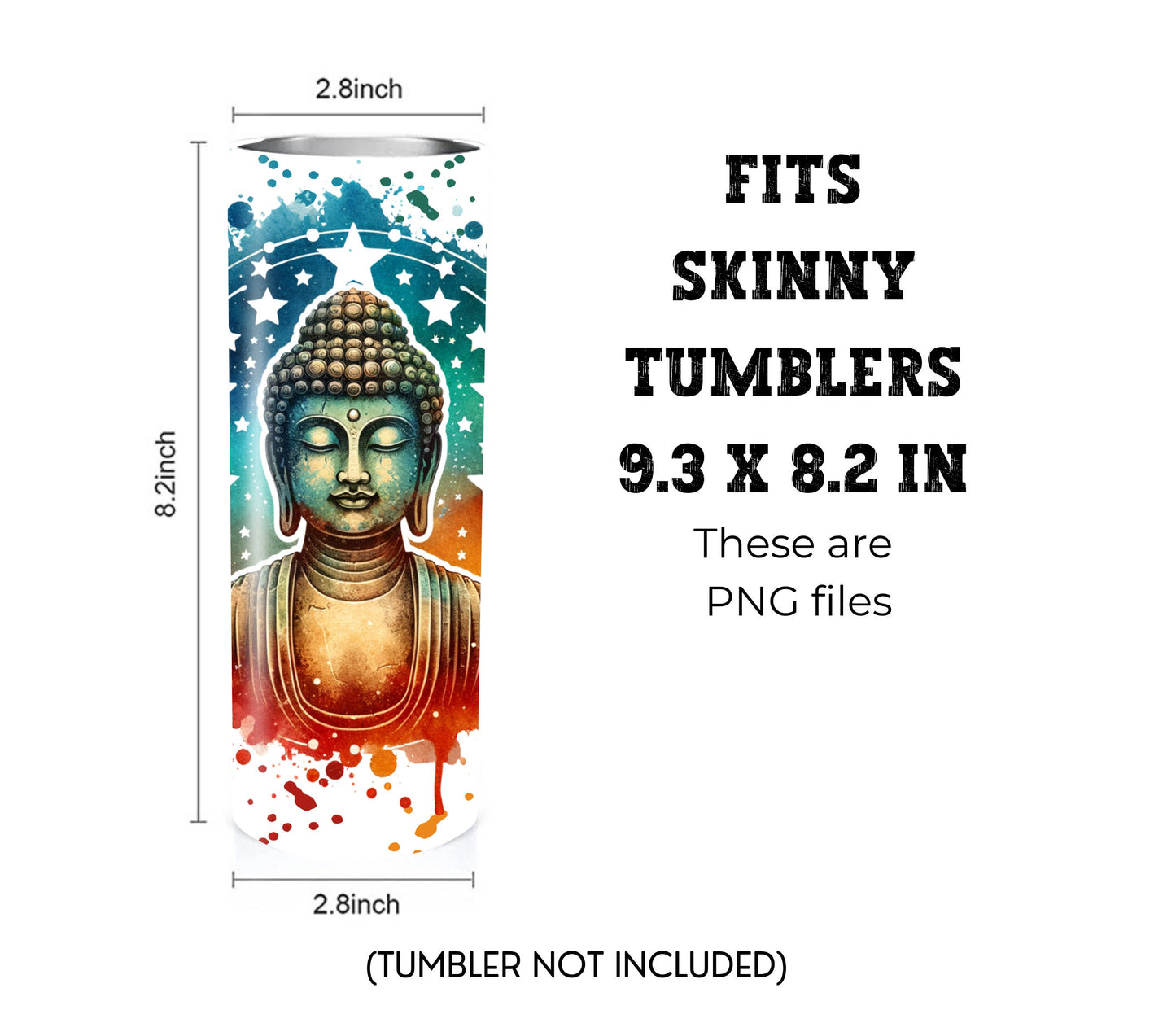 Colorful Buddha 20 oz Skinny Tumbler Sublimation Design - PNG Instant  - DIGITAL DOWNLOAD