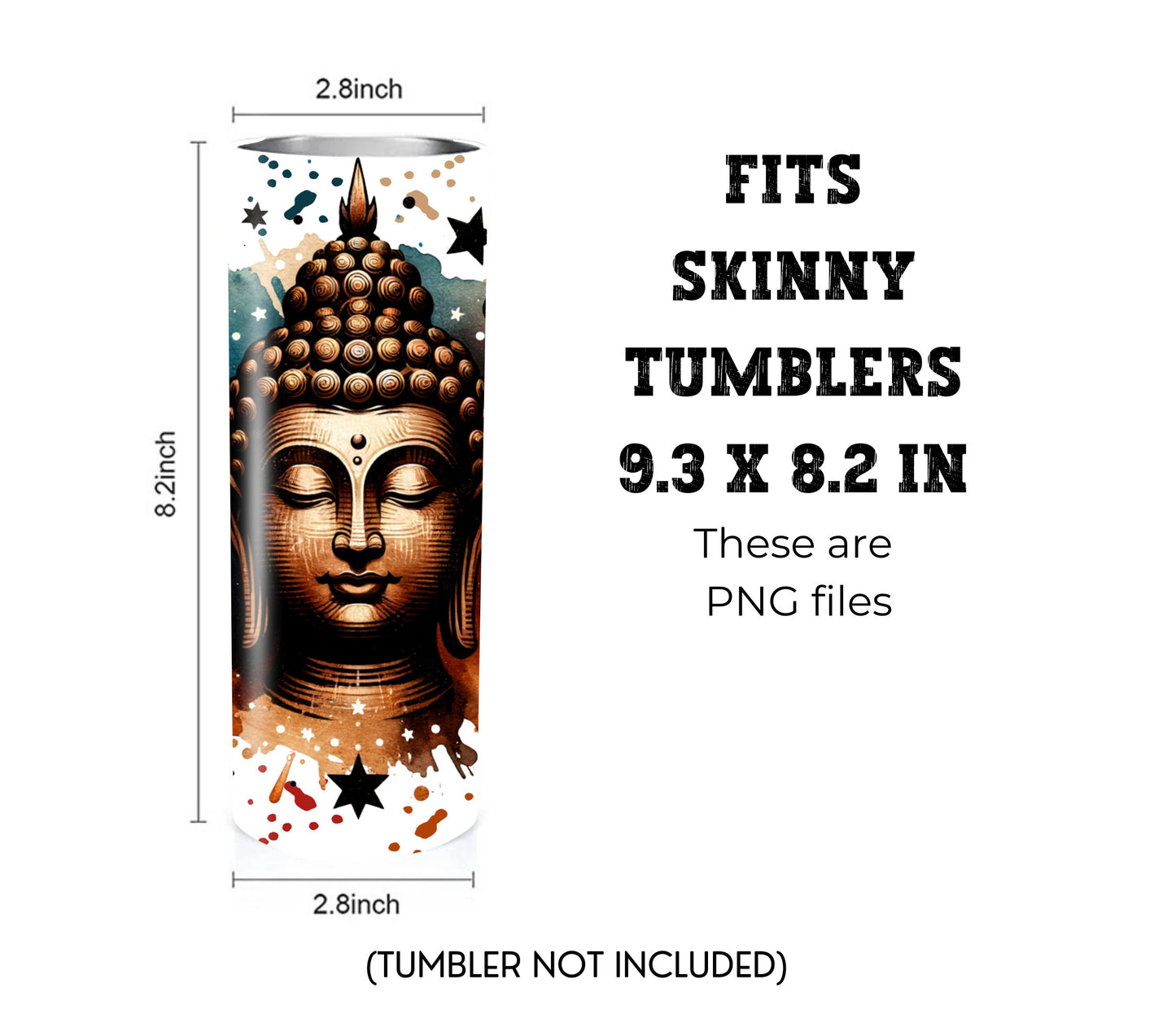 Colorful Buddha 20 oz Skinny Tumbler Sublimation Design - PNG Instant  - DIGITAL DOWNLOAD