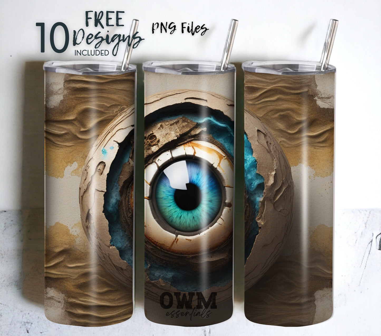 Cyber Sci-Fi Eyeball 20 oz Skinny Tumbler Sublimation Design - PNG Instant  - DIGITAL DOWNLOAD