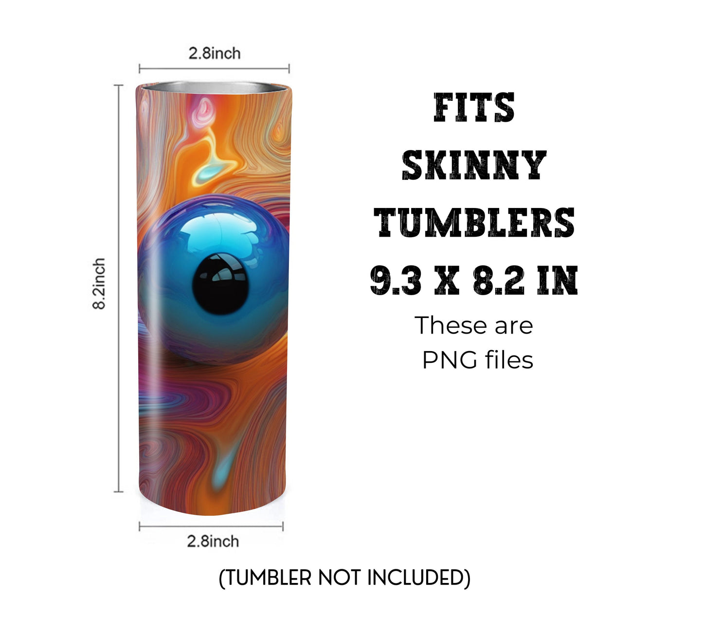 Swirling Sci-Fi Eye 20 oz Skinny Tumbler Sublimation Design - PNG Instant  - DIGITAL DOWNLOAD
