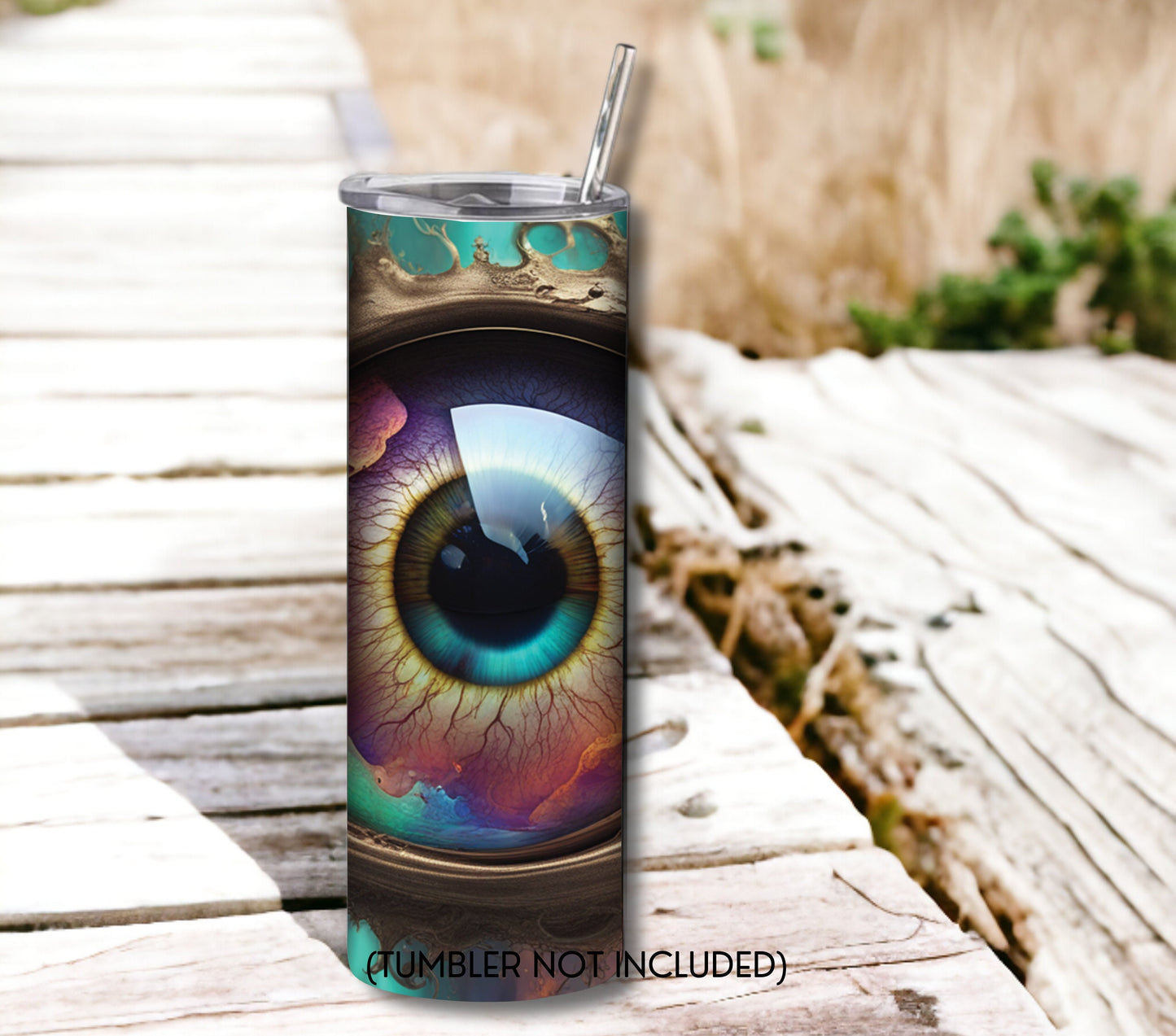 Stormy Sci-Fi Eye 20 oz Skinny Tumbler Sublimation Design - PNG Instant  - DIGITAL DOWNLOAD