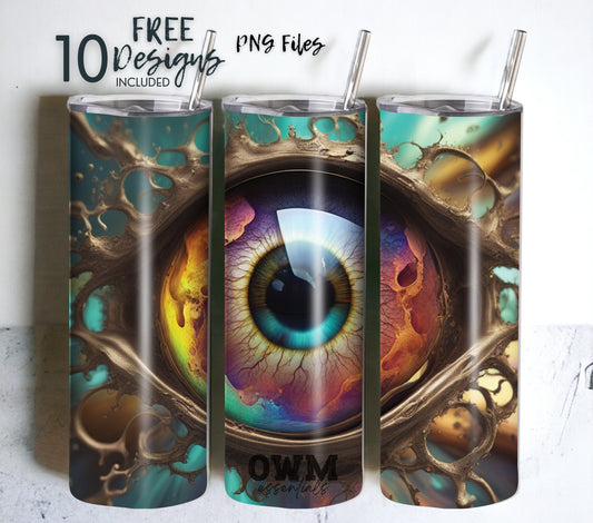 Stormy Sci-Fi Eye 20 oz Skinny Tumbler Sublimation Design - PNG Instant  - DIGITAL DOWNLOAD