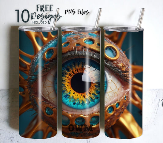 Sci-Fi Eye 20 oz Skinny Tumbler Sublimation Design - PNG Instant  - DIGITAL DOWNLOAD