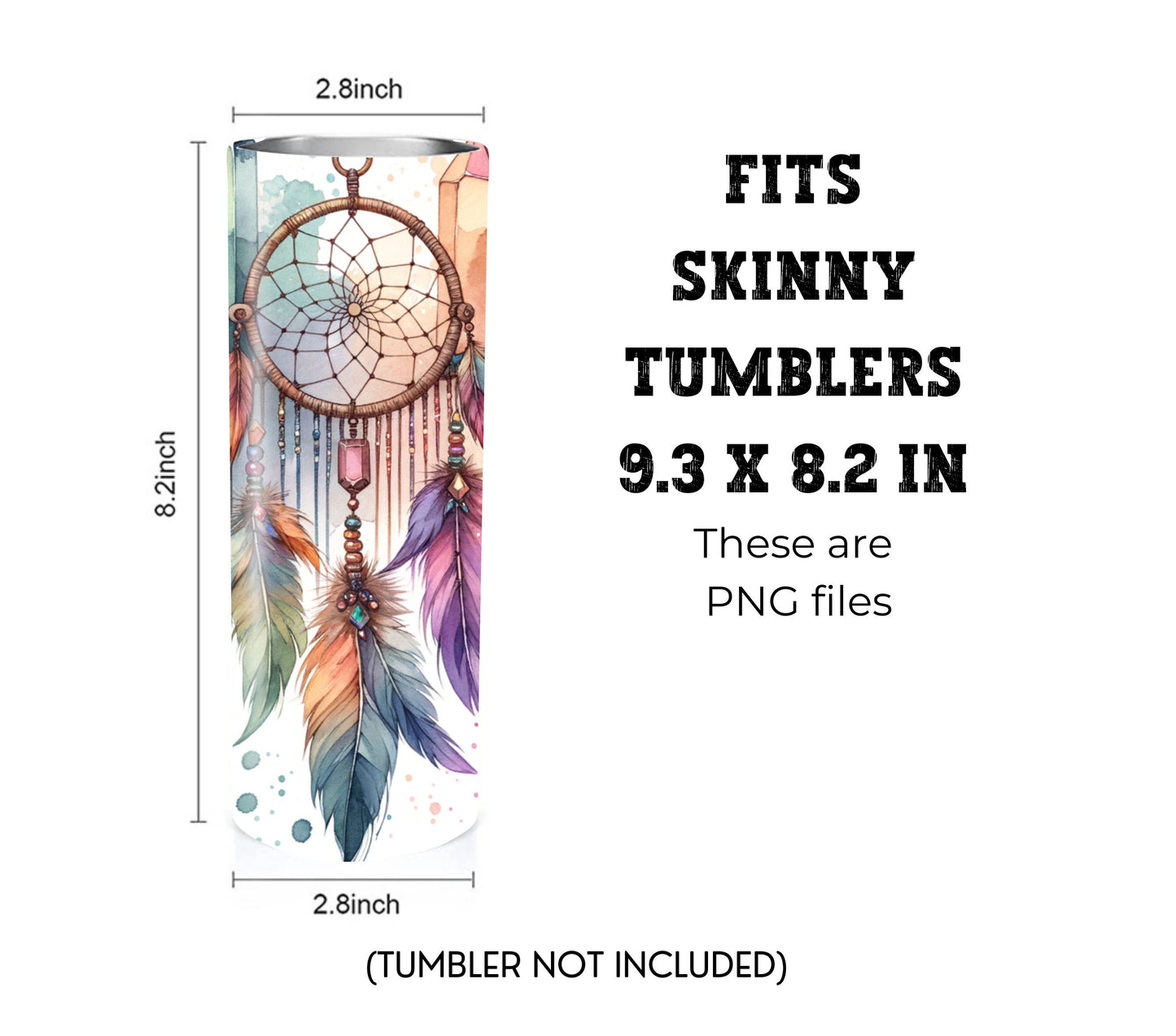 Boho Dreamcatcher 20 oz Skinny Tumbler Sublimation Design - PNG Instant  - DIGITAL DOWNLOAD