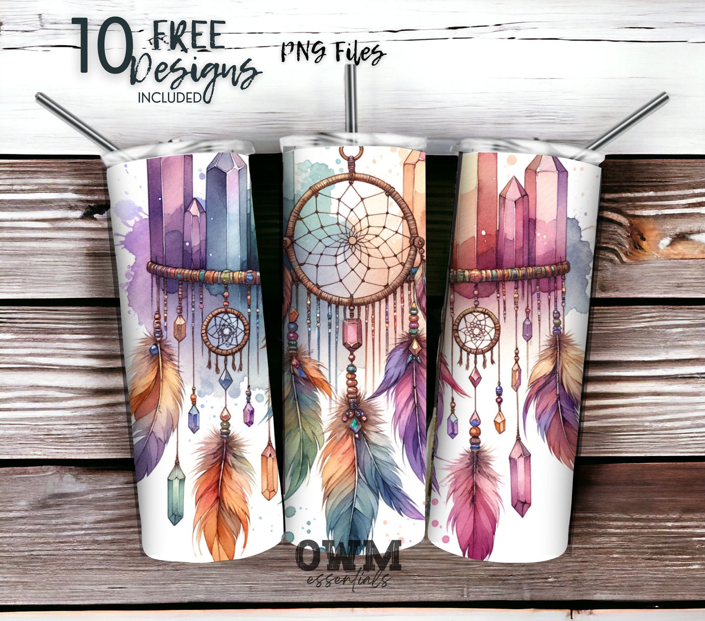 Boho Dreamcatcher 20 oz Skinny Tumbler Sublimation Design - PNG Instant  - DIGITAL DOWNLOAD