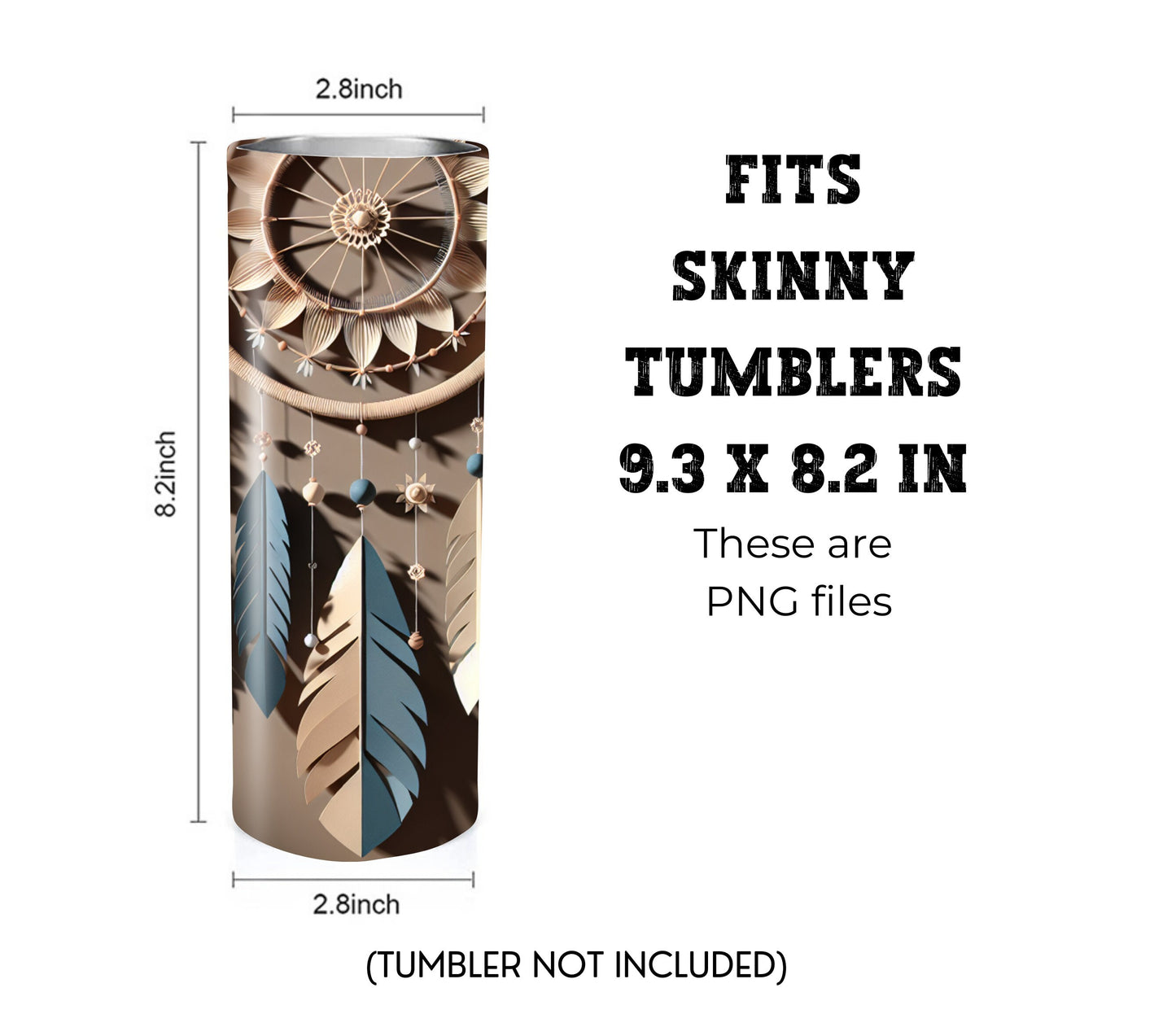 Boho Dreamcatcher 20 oz Skinny Tumbler Sublimation Design - PNG Instant  - DIGITAL DOWNLOAD
