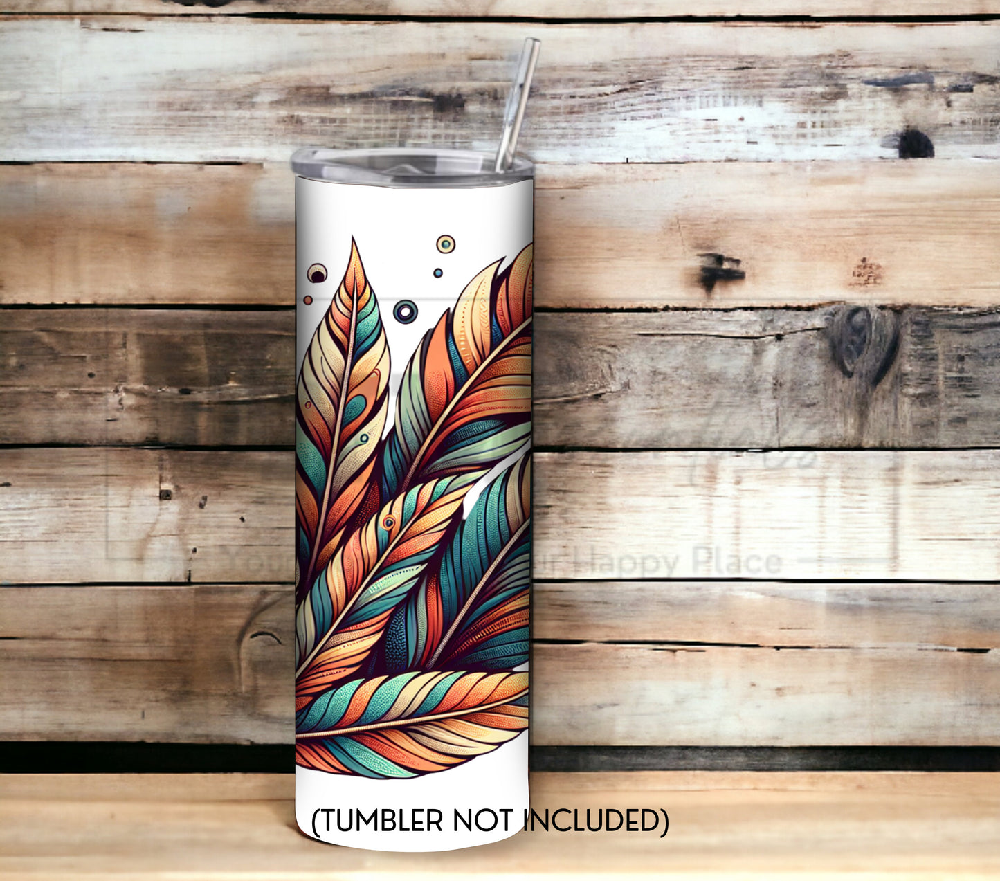 Boho Feathers 20 oz Skinny Tumbler Sublimation Design - PNG Instant  - DIGITAL DOWNLOAD