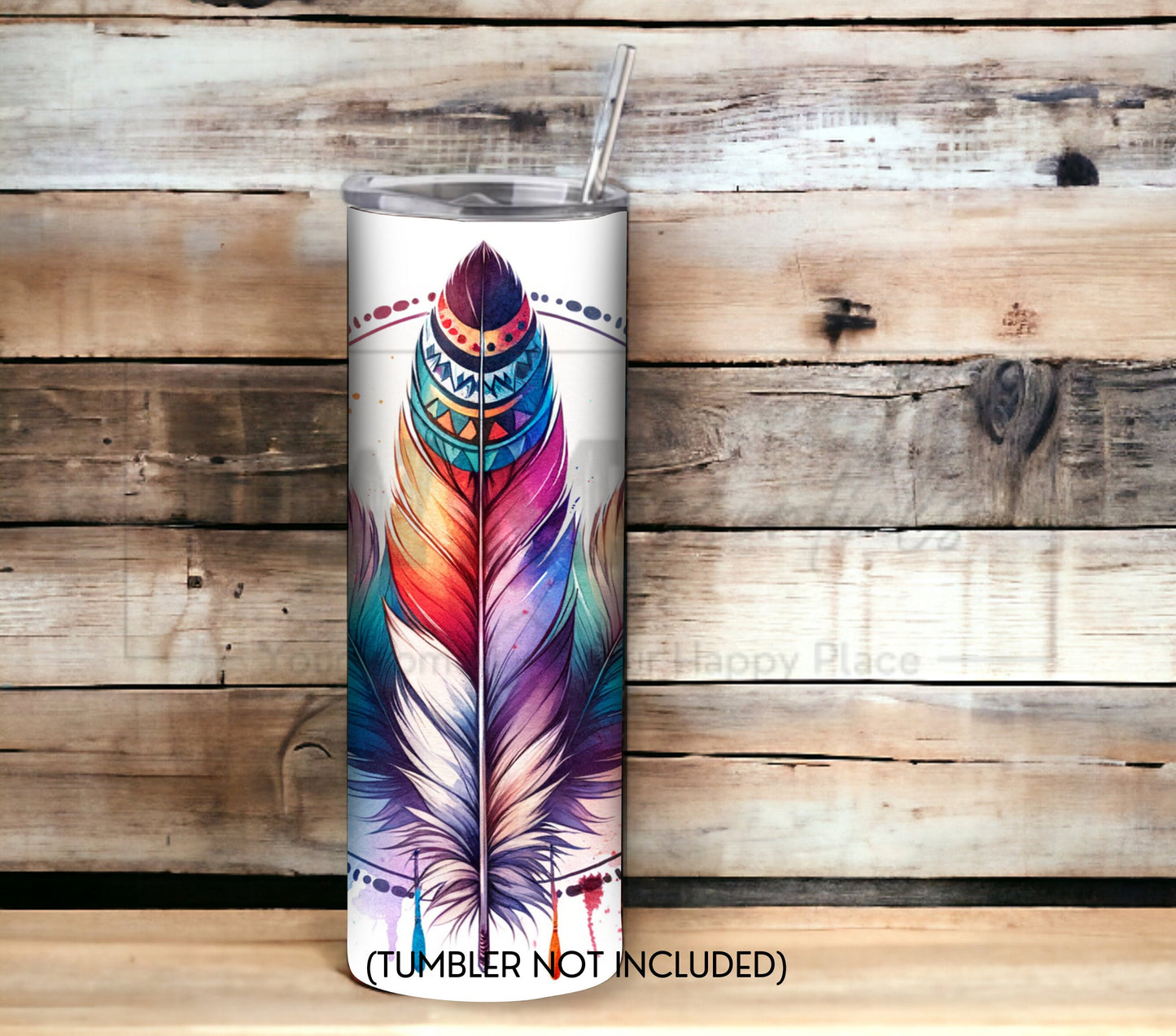 Boho Feathers 20 oz Skinny Tumbler Sublimation Design - PNG Instant  - DIGITAL DOWNLOAD
