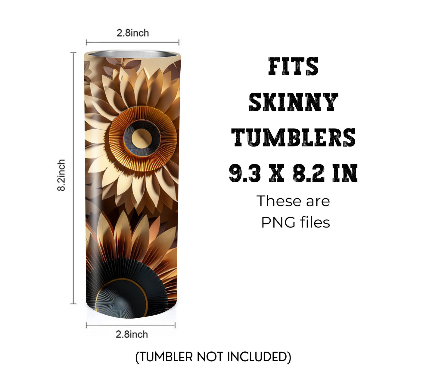 Sunflower 20 oz Skinny Tumbler Sublimation Design - PNG Instant  - DIGITAL DOWNLOAD