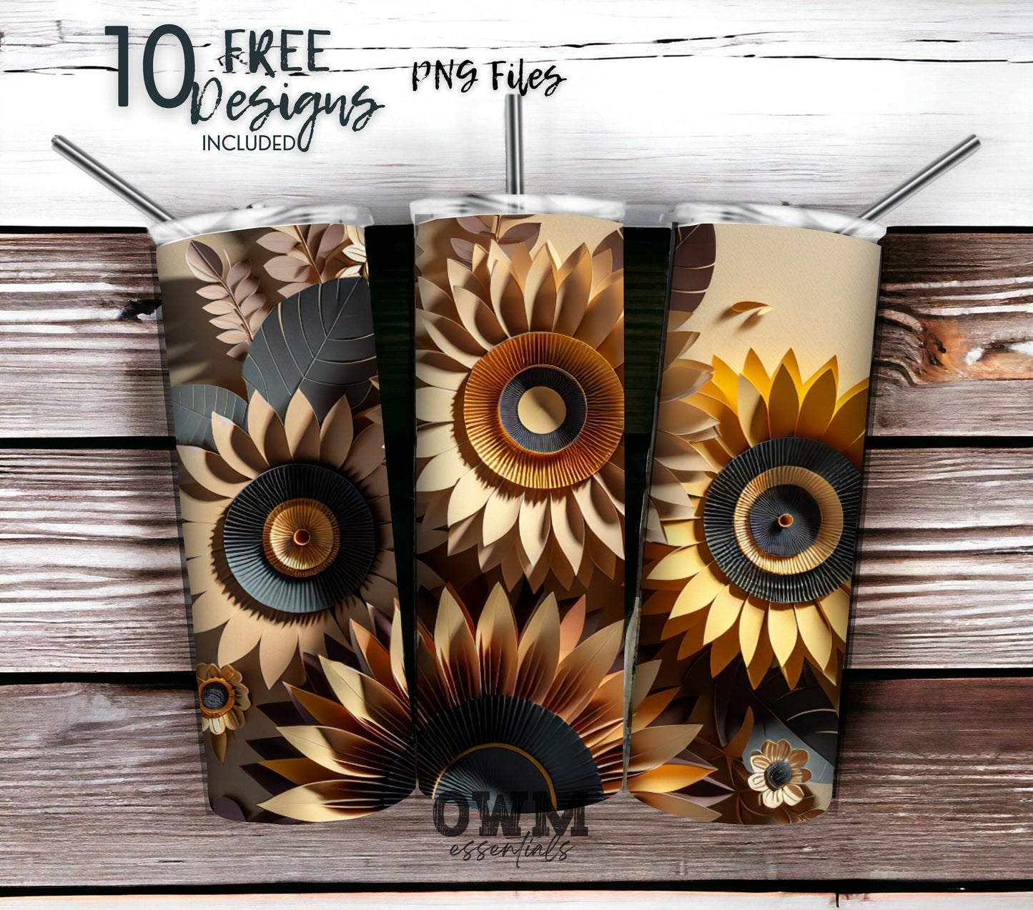 Sunflower 20 oz Skinny Tumbler Sublimation Design - PNG Instant  - DIGITAL DOWNLOAD