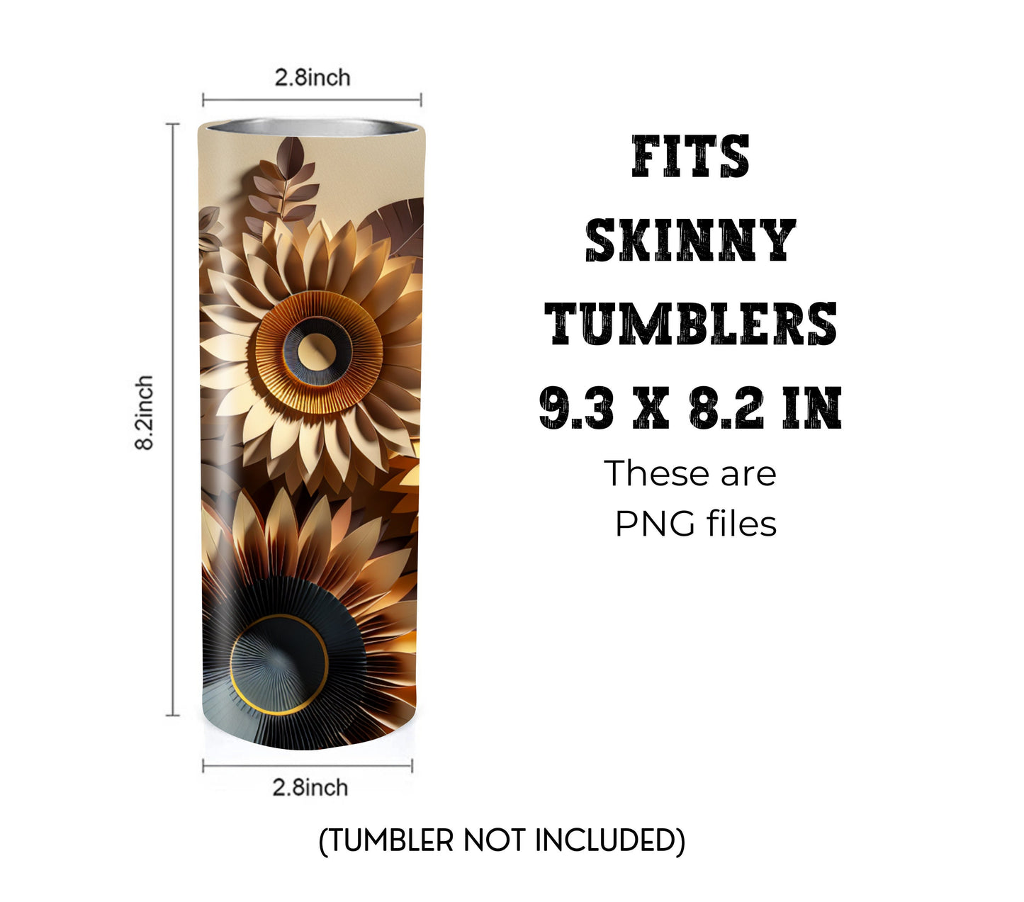 Sunflower 20 oz Skinny Tumbler Sublimation Design - PNG Instant  - DIGITAL DOWNLOAD