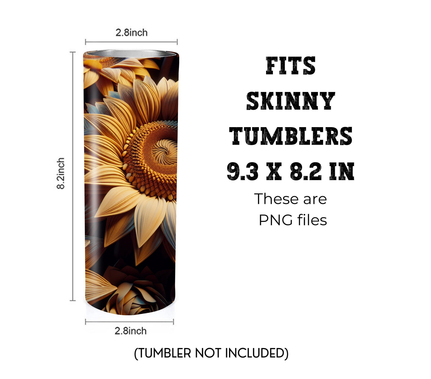 Sunflower 20 oz Skinny Tumbler Sublimation Design - PNG Instant  - DIGITAL DOWNLOAD