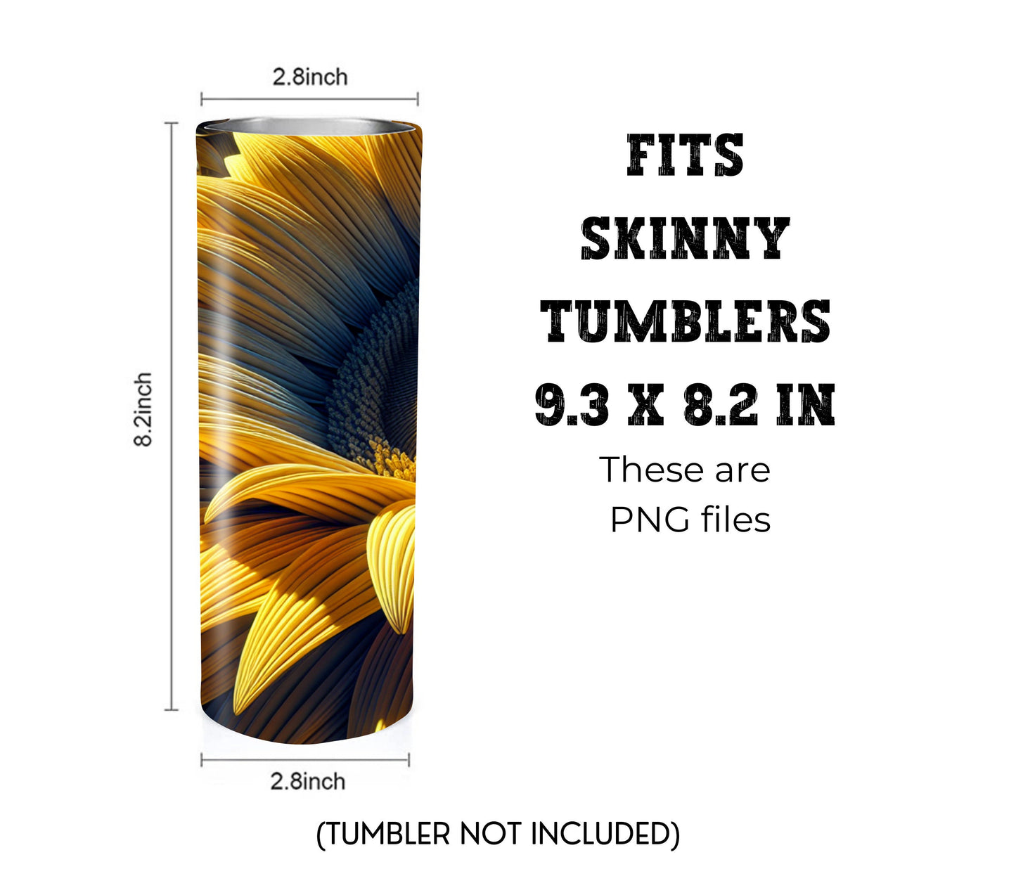 Sunflower 20 oz Skinny Tumbler Sublimation Design - PNG Instant  - DIGITAL DOWNLOAD