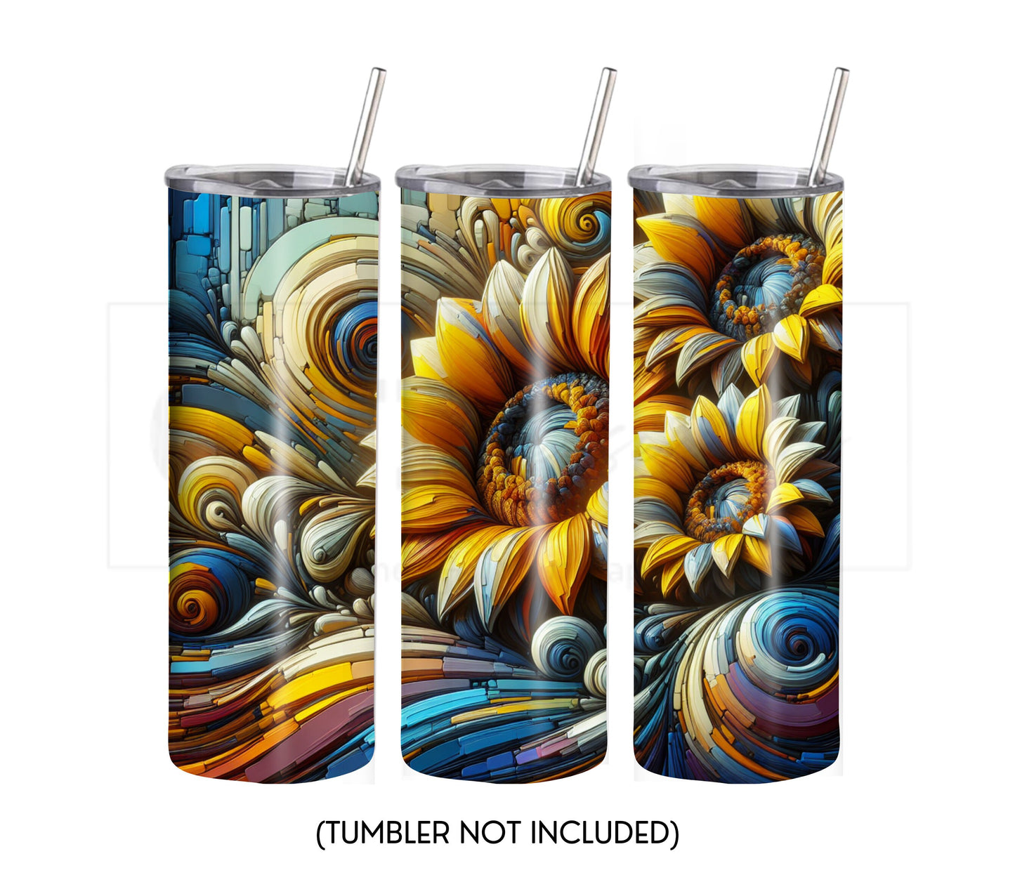 Sunflower Art 20 oz Skinny Tumbler Sublimation Design - PNG Instant  - DIGITAL DOWNLOAD